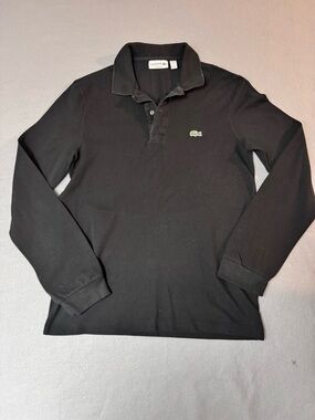 Lacoste Black Polo Top with Green Crocodile Logo
